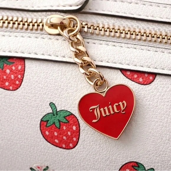 Juicy Couture Strawberry Print Satchel Bag-Crossbody + Coin Purse Charm - Picture 2 of 4